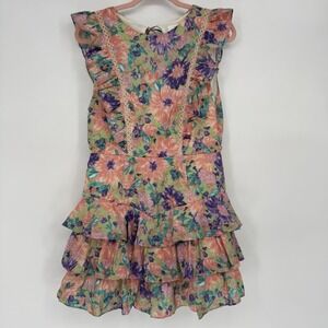 Selfie Leslie Dress Women's XL Weekend Muse Sleeveless Layered Frill Floral